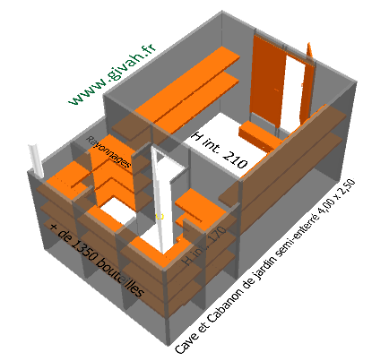 Exemple de plan de cave abri de jardin semi-enterré en résine GIVAH